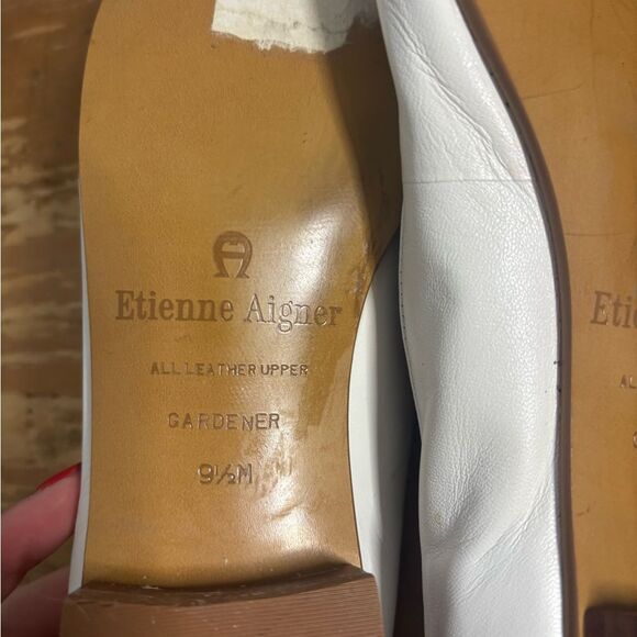 Etienne Aigner vintage White Leather Flats with Bow Detail size 9.5 EUC - Picture 5 of 5
